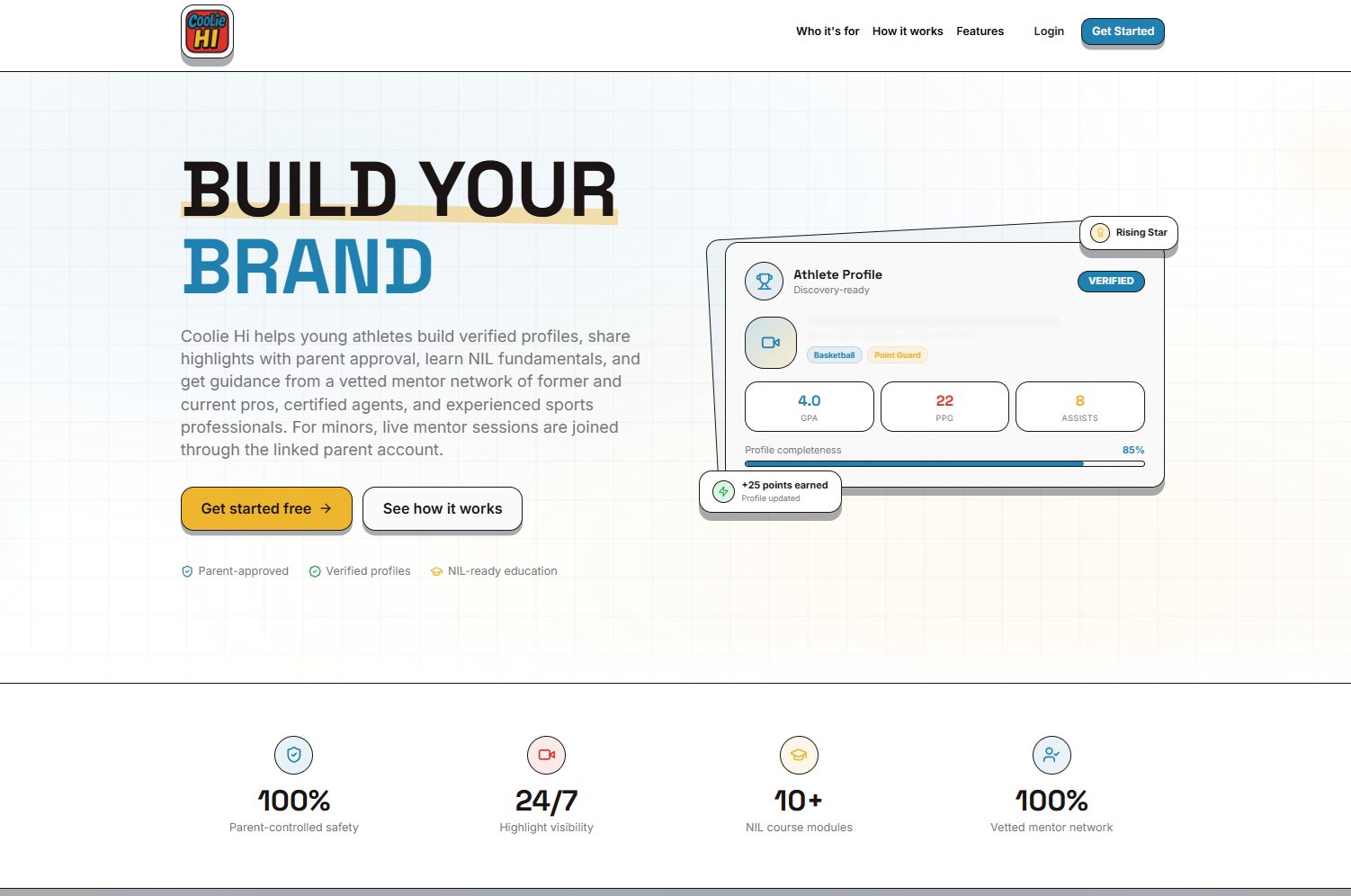 Coolie Hi homepage, verified profiles and mentorship for young athletes